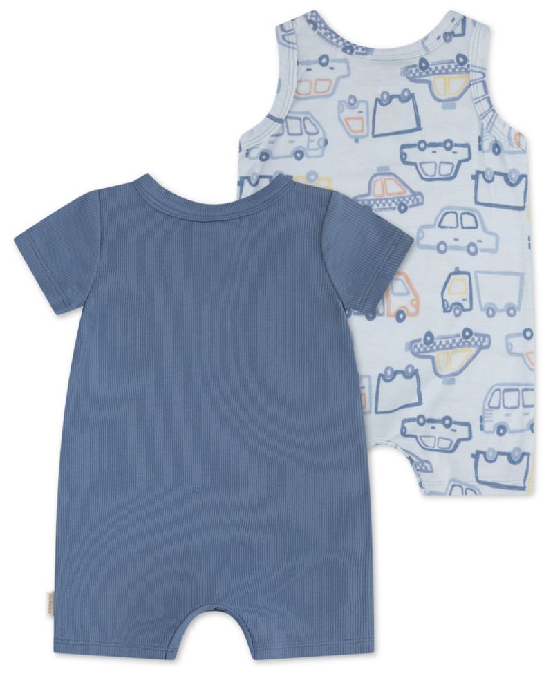 Baby Boys' Henley Neck Romper, 2-Pack