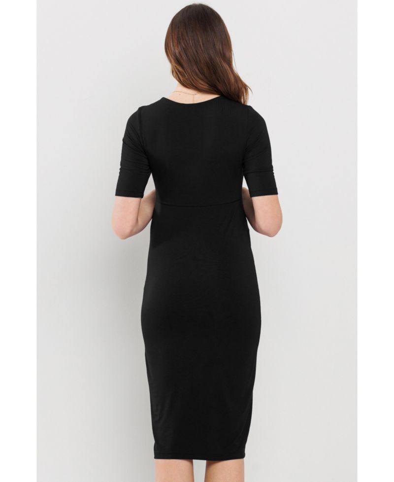 Women's Wrap V-Neck Nursing Midi Dress