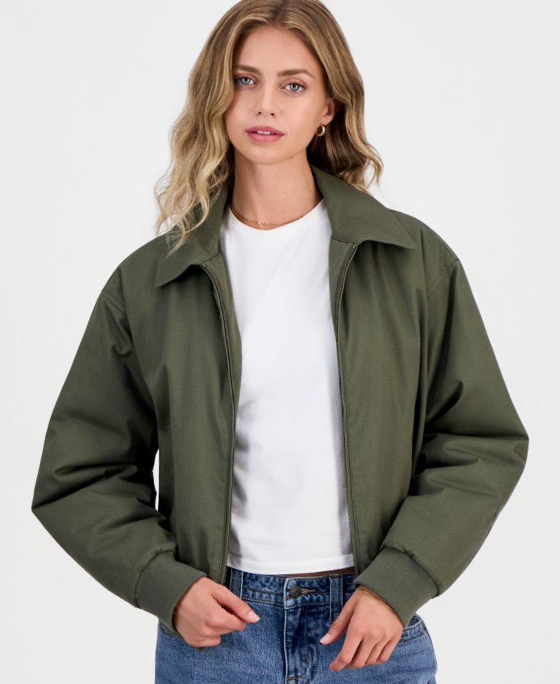Juniors' Twill Bomber Jacket