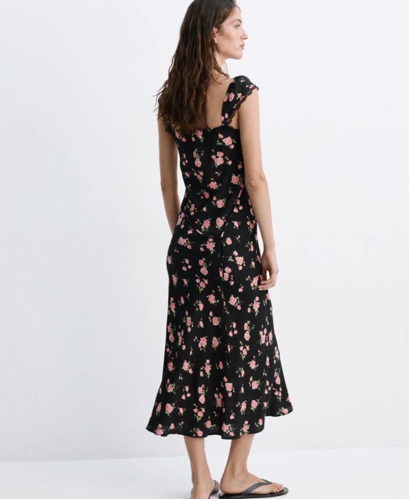 Women's Short-Sleeve V-Neck Floral-Print Midi Dress