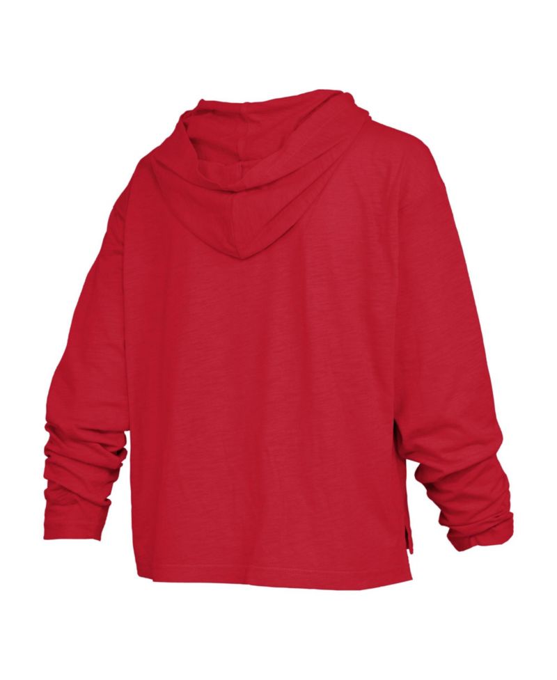 Women's Scarlet Nebraska Huskers Nelson Arch Over Logo Long Sleeve Hooded Slub T-Shirt