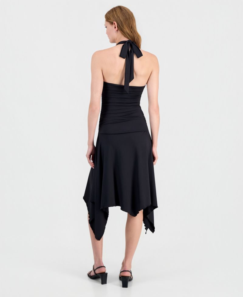 Women's Ruched Halter-Neck Dress