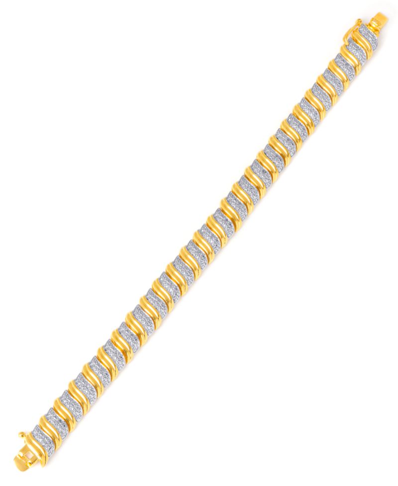Diamond Accent S Link Bracelet in Gold-Plate