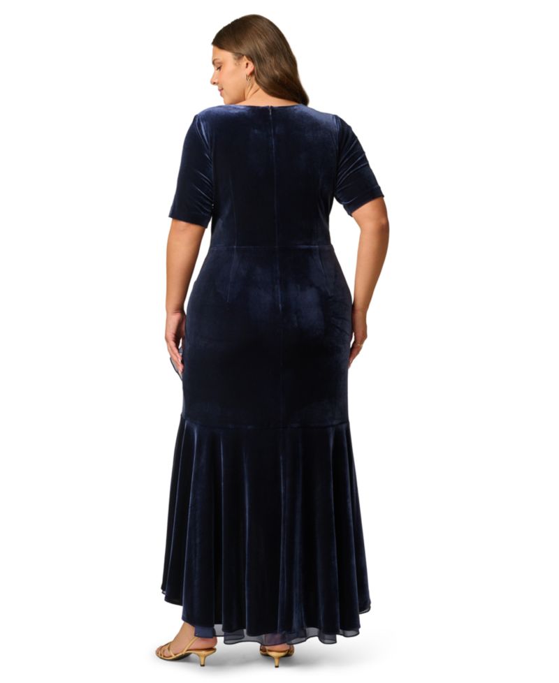 Plus Size Surplice Neck Fit & Flare Dress