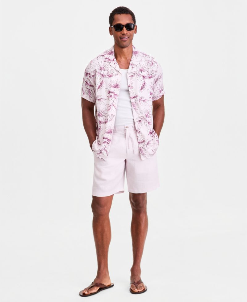 Men's Petal Paisley Silk Blend Short Sleeve Shirt, Macy's Exclusive