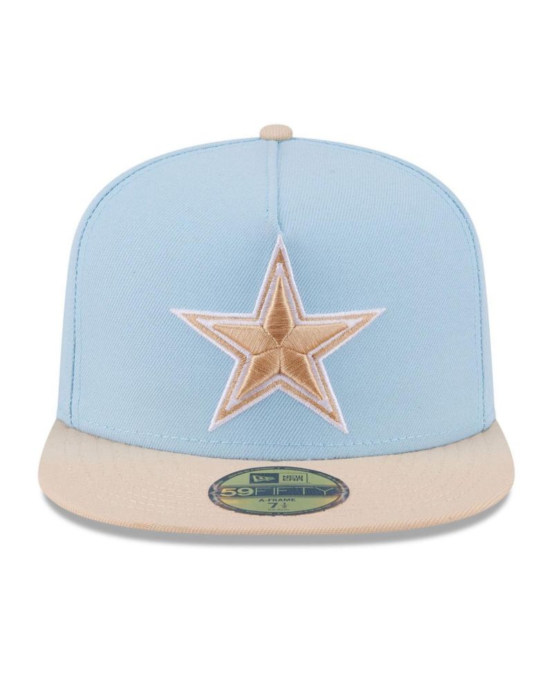Men's Light Blue/Light Beige Dallas Cowboys Two-Tone Color Pack A-Frame 59FIFTY Fitted Hat