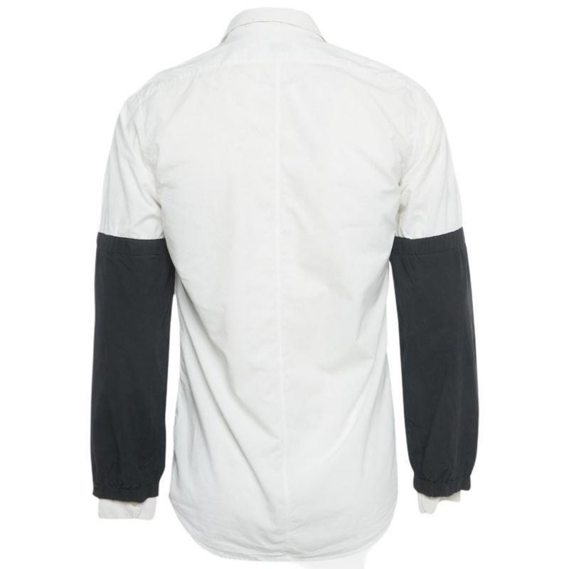 Men's White Cotton Layered Sleeve Shirt