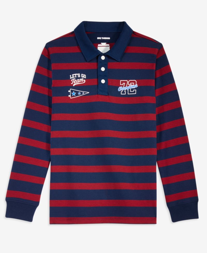 Boys' 4-20 Striped Rugby Long-Sleeve Polo Shirt