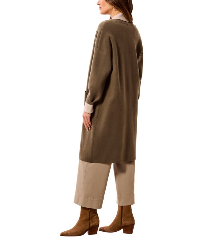 Women's Mid-Length Dropped-Shoulder Patch Pockets Coatigan