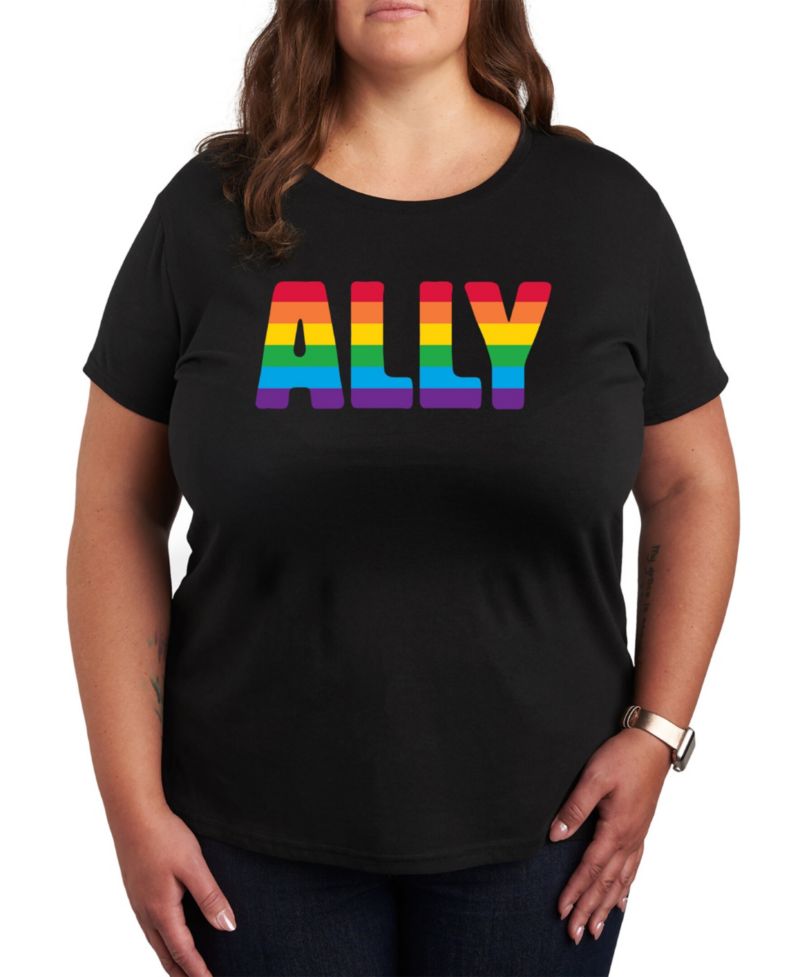 Trendy Plus Size Pride Rainbow Ally Graphic T-Shirt