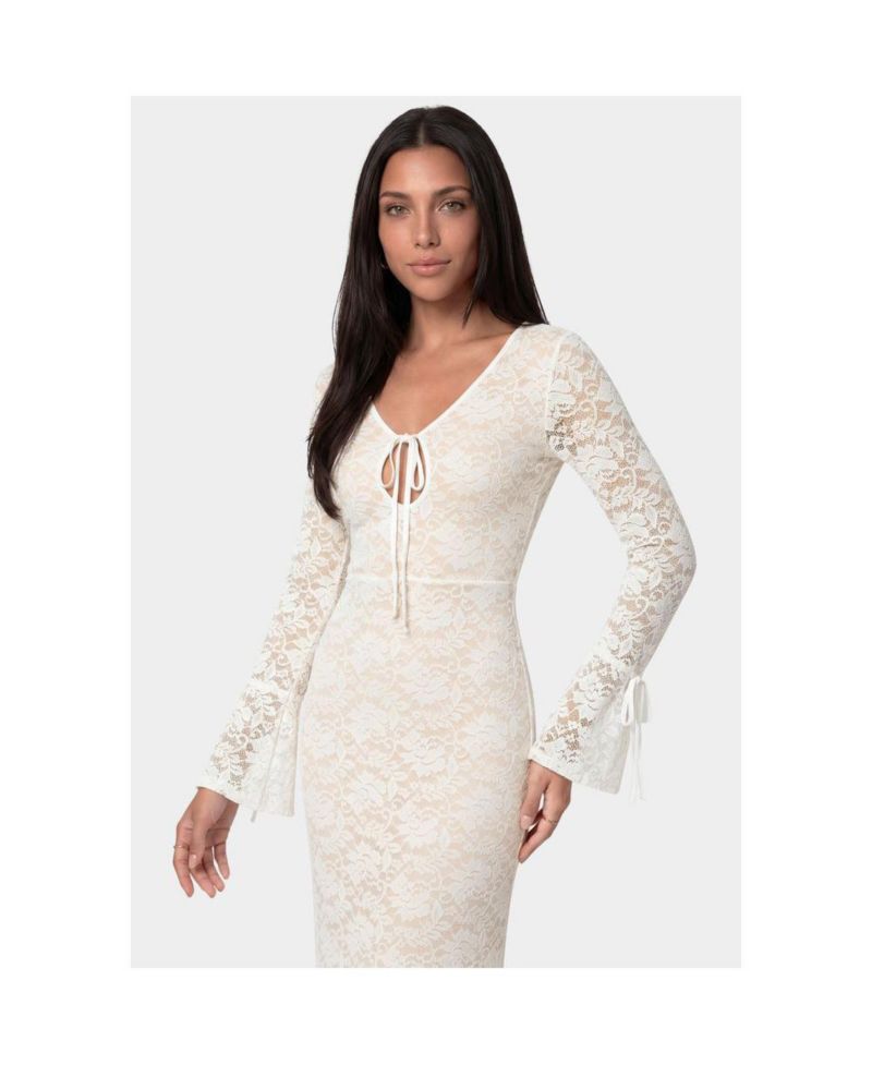Women's Lace Floral-Print Midi Dress