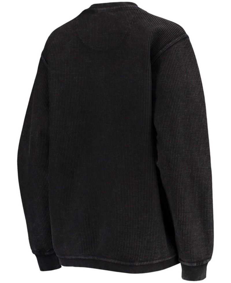 Women's Black Texas Longhorns Comfy Cord Vintage-Like Wash Basic Arch Pullover Sweatshirt