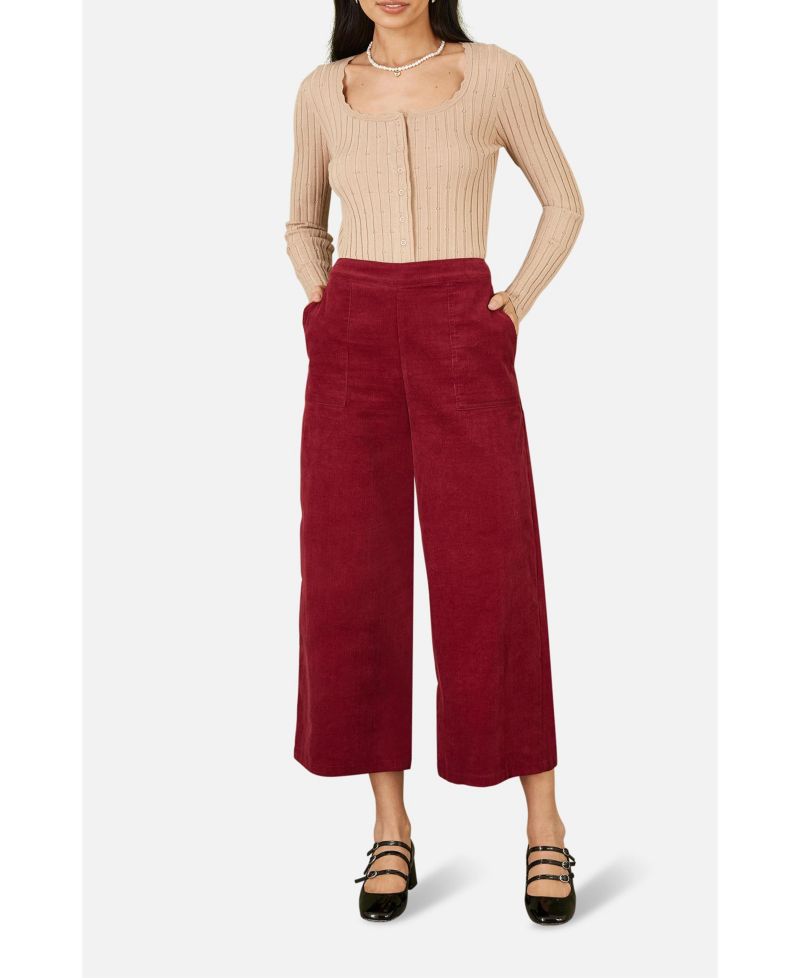 Women's Cord Cropped Wide Leg Pants