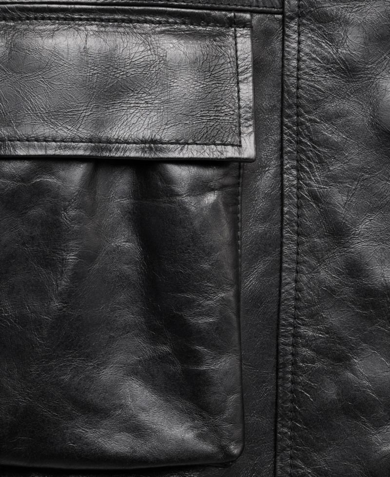 Women's Selection Oversized Funnel-Neck Leather Parka