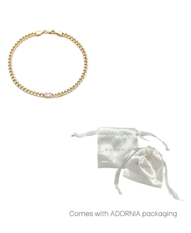 Gold Plated Crystal Curb Chain Anklet