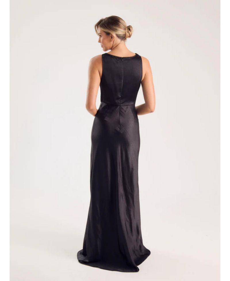 Women's Chiffon Bandeau Satin Maxi Dress