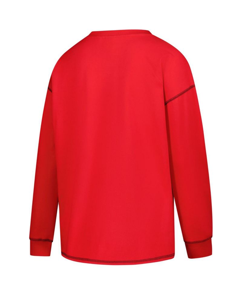Women's Scarlet Ohio State Buckeyes Plus Size Contrast Stitch Sweatshirt
