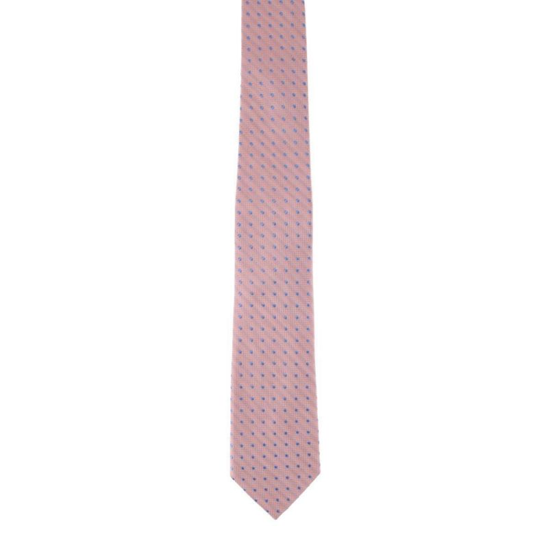 Men's Ignacio Linen Blend Polka Dot Vertical Slant Lined Business Necktie