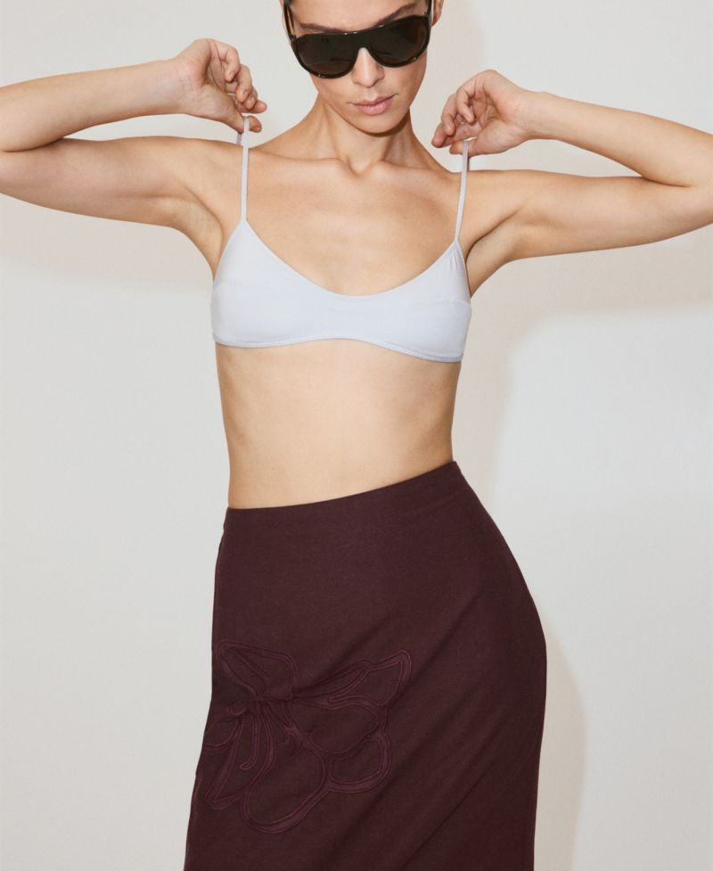 Women's Floral Embroidered Linen Skirt