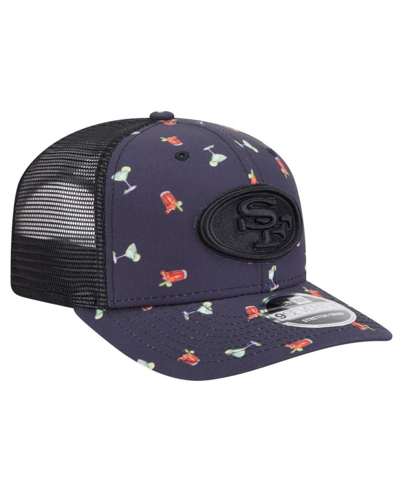 Men's Navy/Black San Francisco 49ers Adventure Drinks Pattern 9SEVENTY Stretch Snap Hat