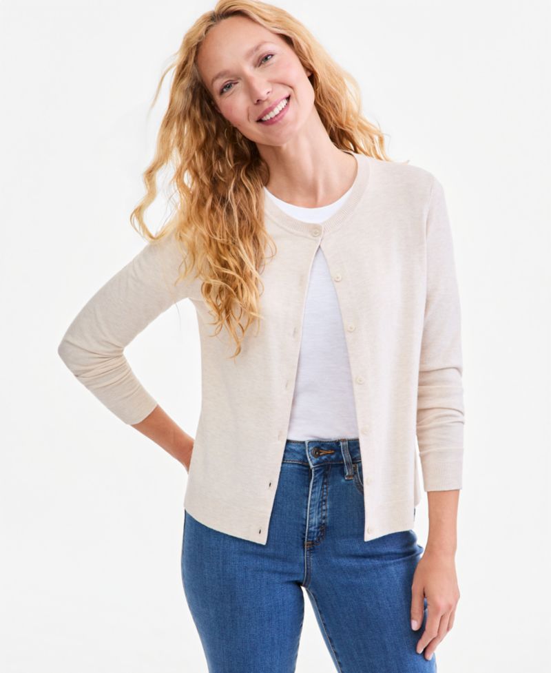 Women's Crewneck Button-Down Cardigan Sweater