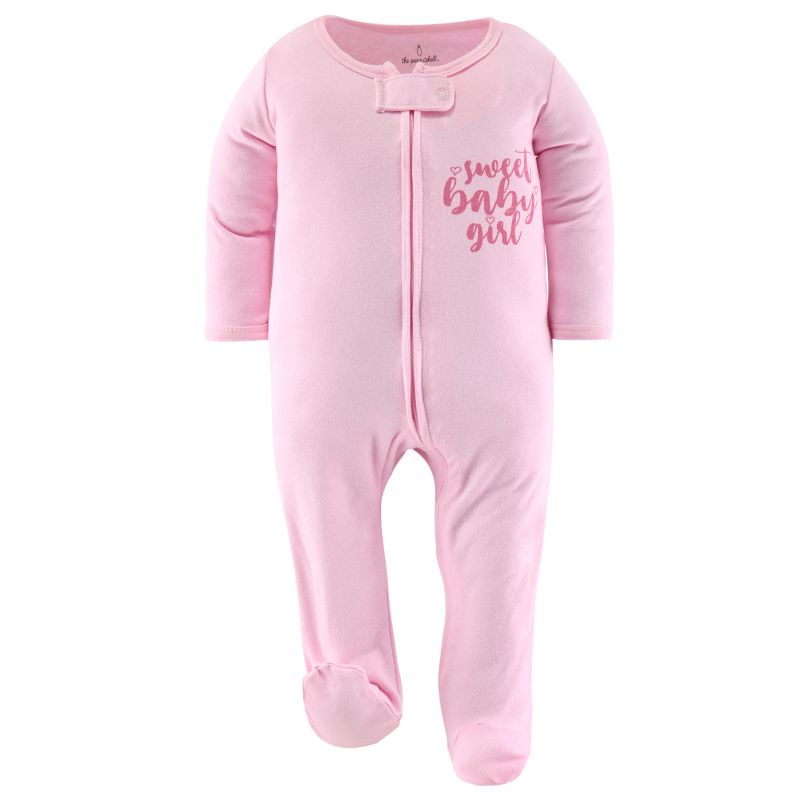 Baby Girls Floral Love Footed Sleepers for Girls, 3 Pack