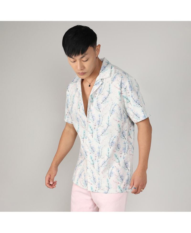 Men's Ivory White & Icy Blue Flora Tint Shirt