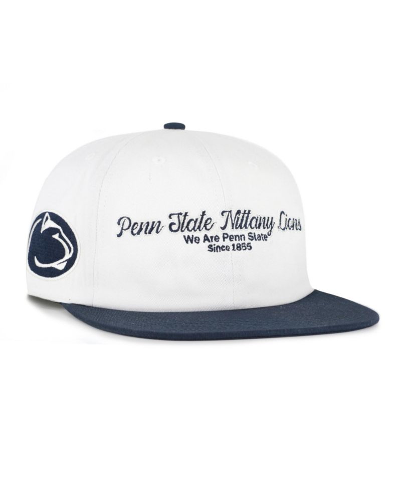 Men's '47 White/Navy Penn State Nittany Lions Script Stack Relaxed Captain Adjustable Hat