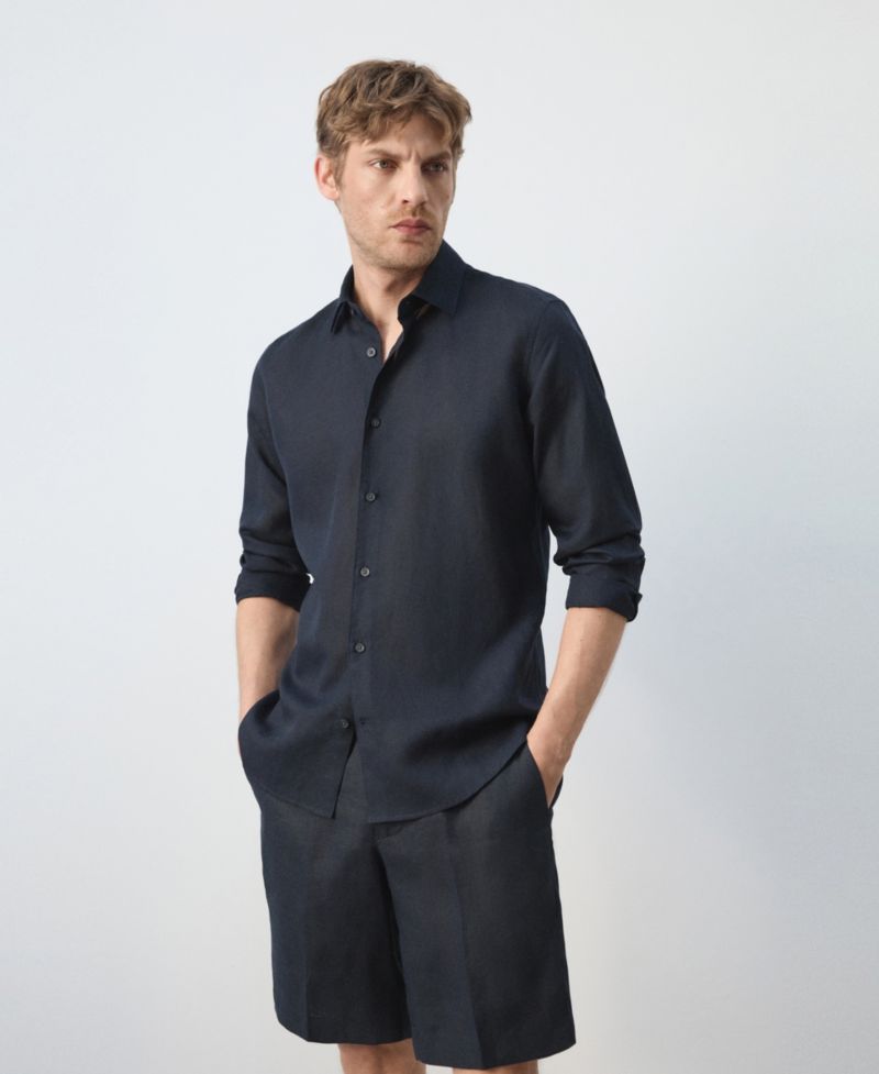 Men's Regular-Fit Linen-Lyocell Shirt