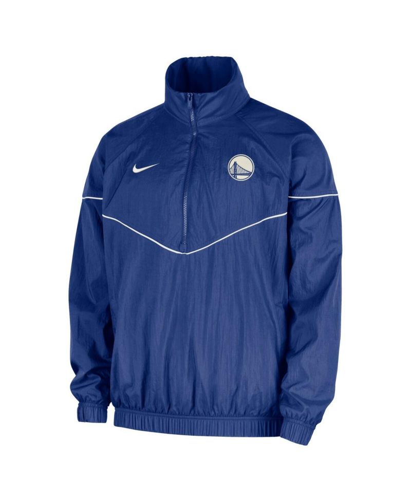Men's Royal Golden State Warriors Courtside Wind Runner Woven Half-Zip Jacket