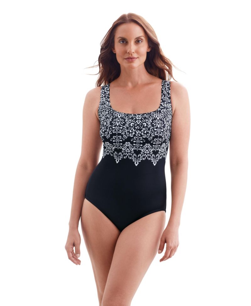 Longitude Women's Garland Edge Double X-Back Tank Long Torso One-Piece Swimsuit