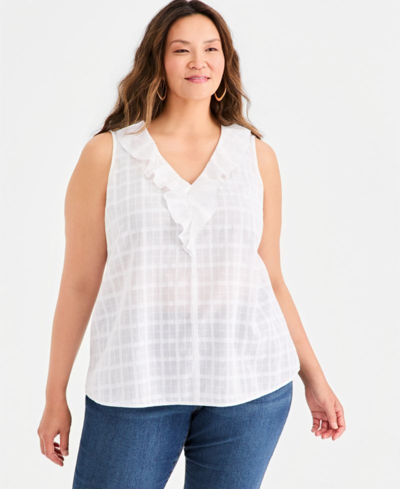 Petite Cotton Sleeveless V-Neck Top