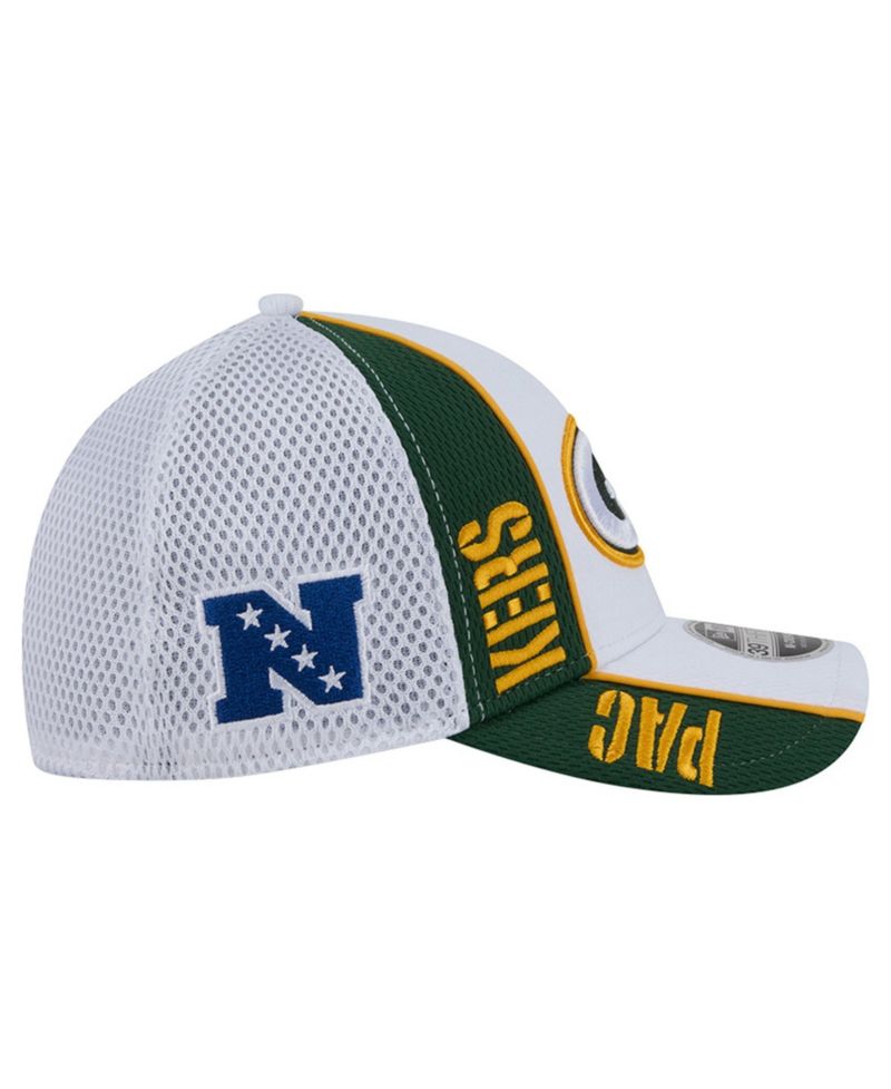 Men's White/ Green Bay Packers Dash 39THIRTY Flex Hat