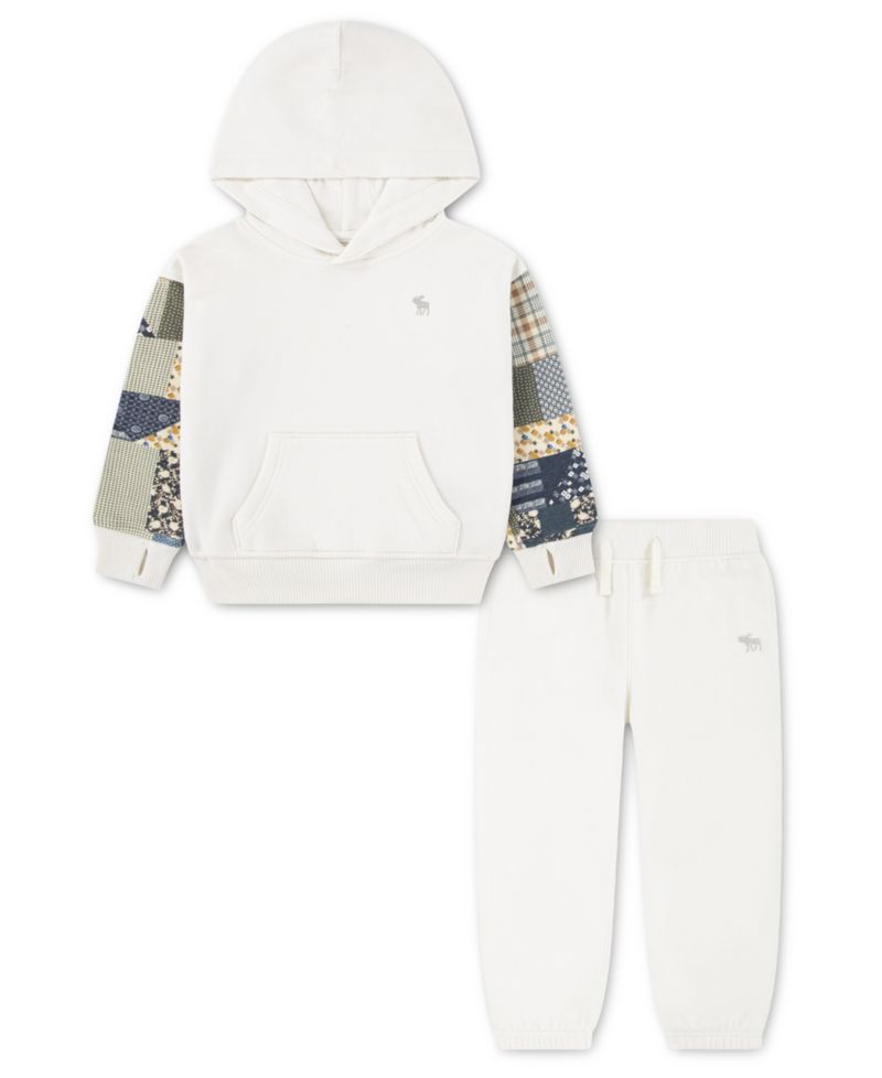 abercrombie Boys' 2T-5T Essentials Patchwork Hoodie and Pants, 2-Piece Set