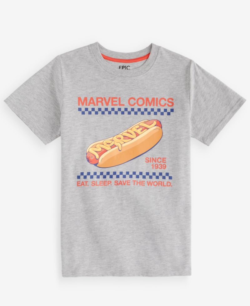 Boys' XS-XL Marvel Comics Hot Dog Short-Sleeve T-Shirt