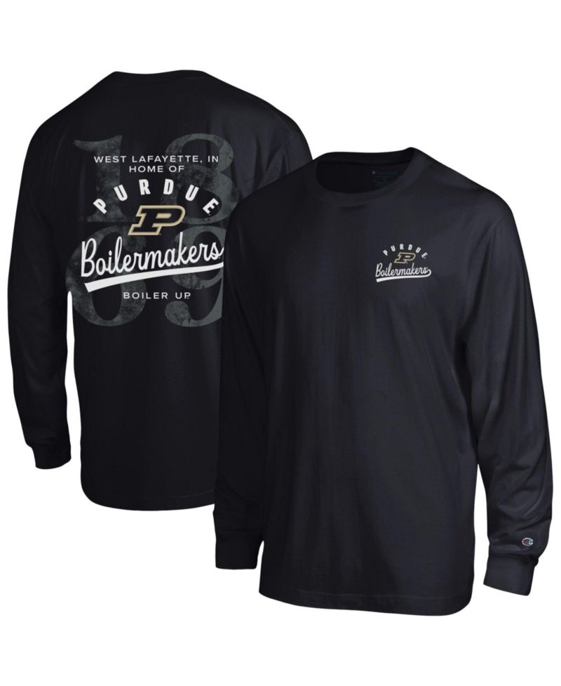 Men's Purdue Boilermakers Screen-Print Long-Sleeve Crewneck T-Shirt