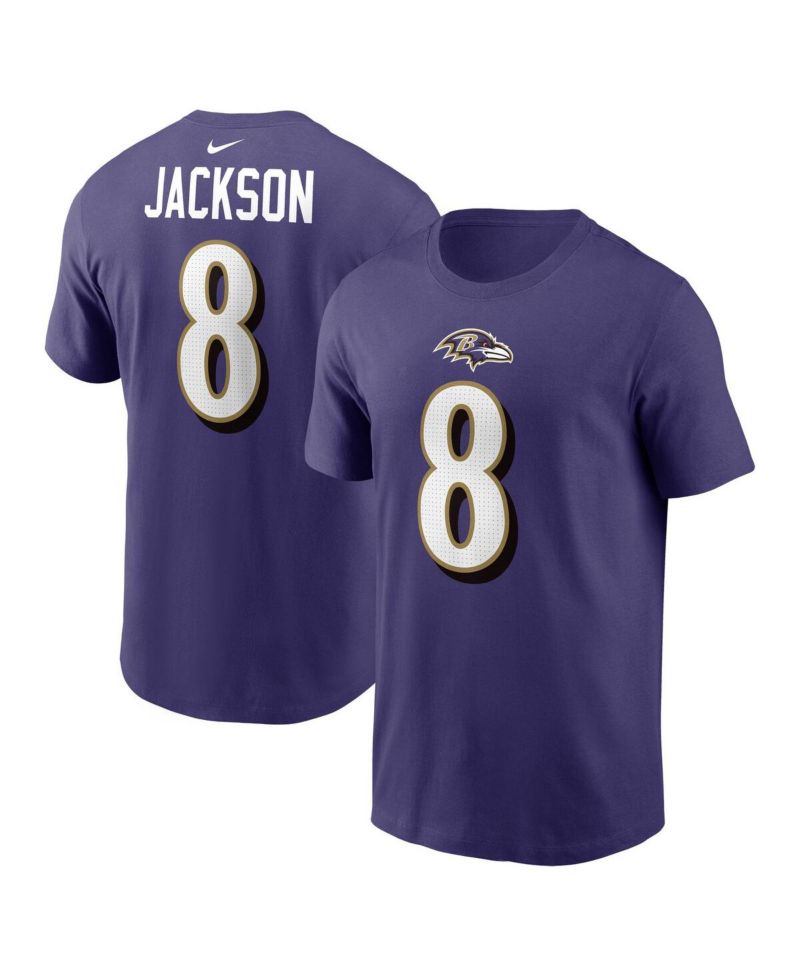 Men's Lamar Jackson Purple Baltimore Ravens Player Name and Number T-shirt
