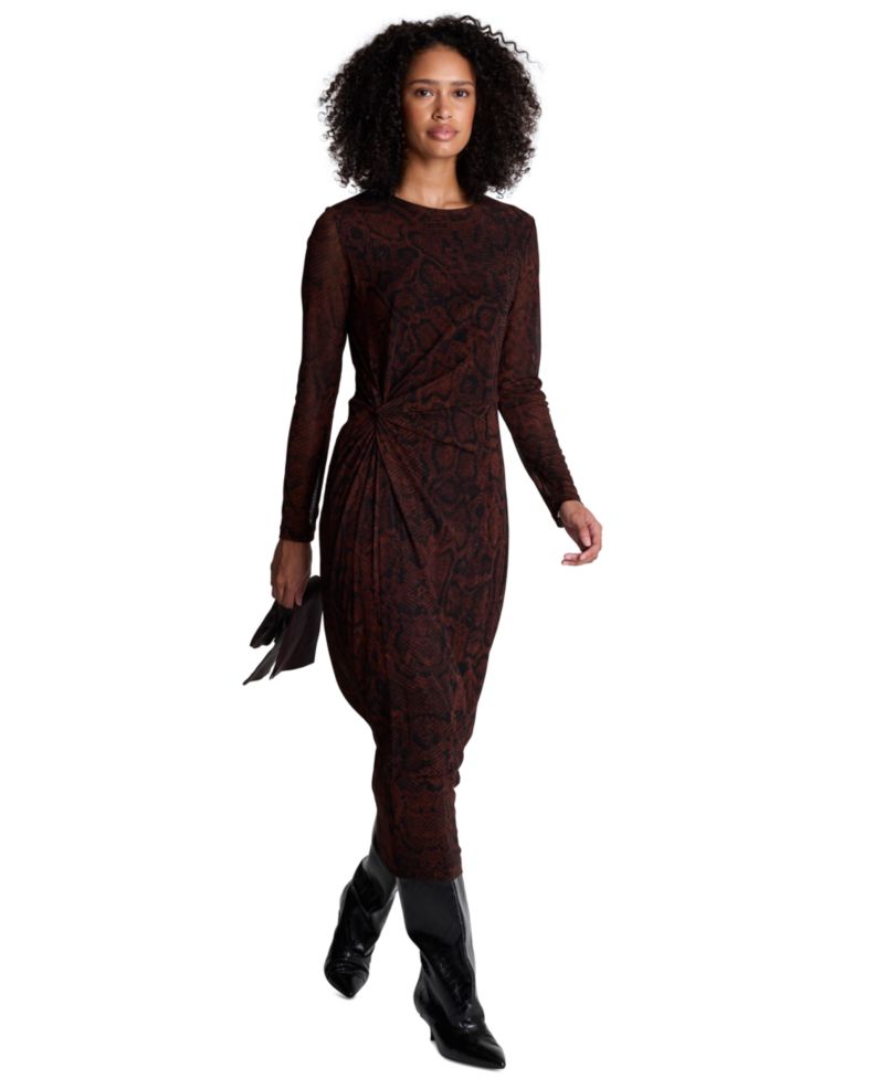 Women's Long-Sleeve Side Knot Midi