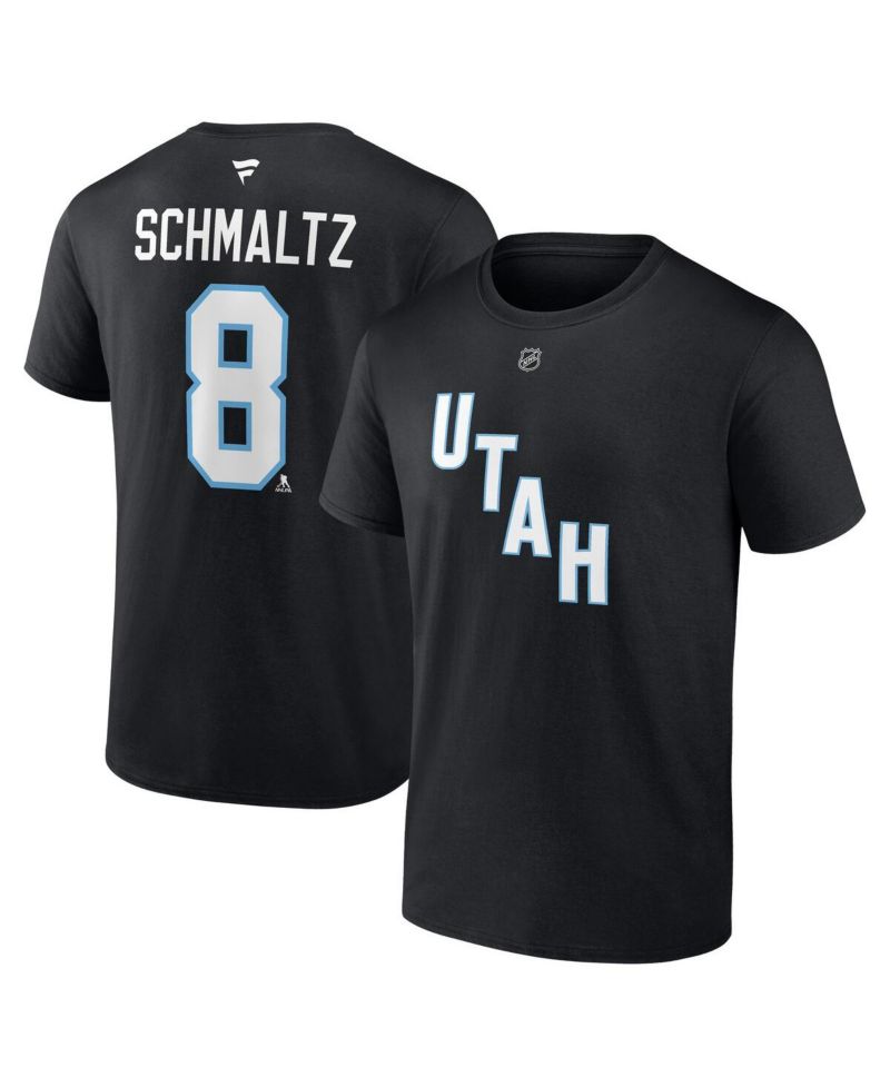 Men's Nick Schmaltz Black Utah Mammoth Authentic Stack Name & Number T-Shirt