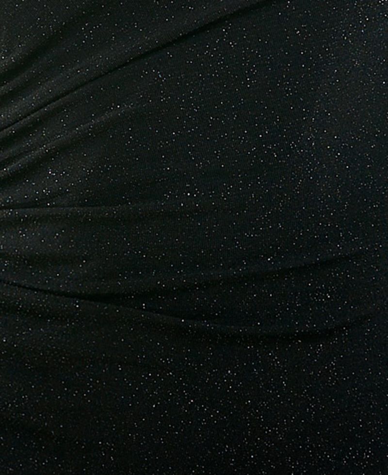 Juniors' One-Shoulder Glitter Cape-Sleeve Dress