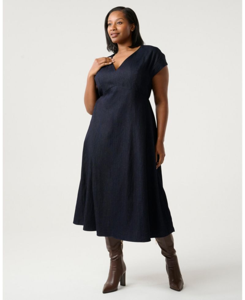 Women's Abbie Denim Short Sleeve Midi Dress