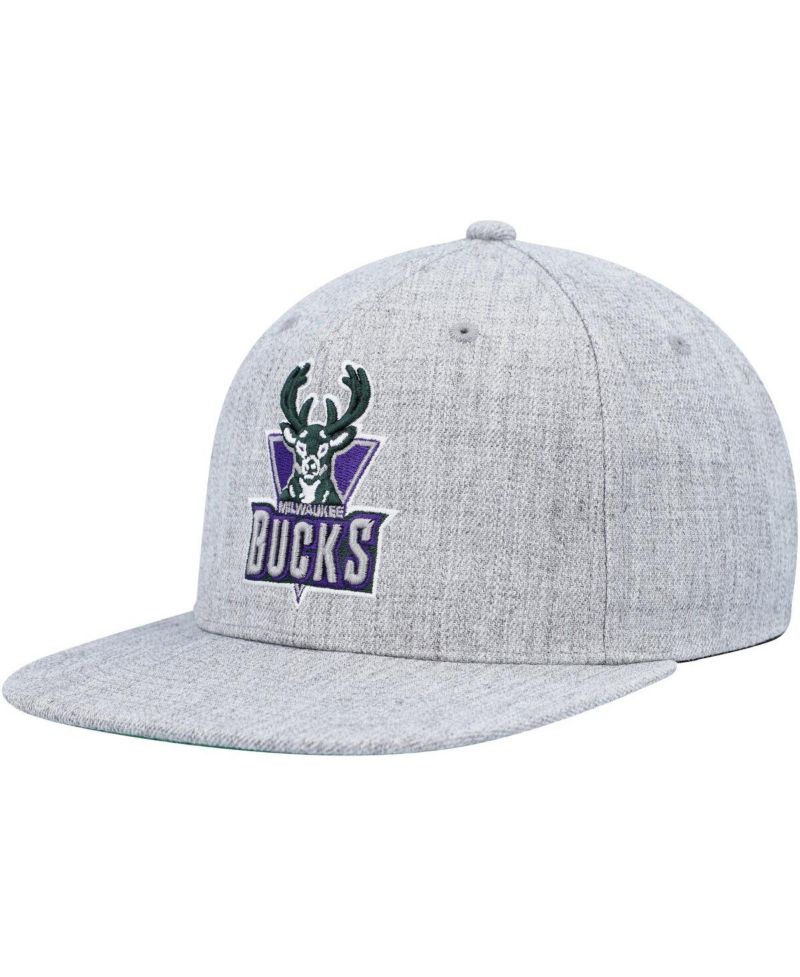 Men's Heather Gray Milwaukee Bucks Hardwood Classics 2.0 Snapback Hat