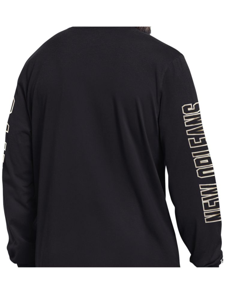 Men's Black New Orleans Saints Clutch Hit II Long-Sleeve T-Shirt