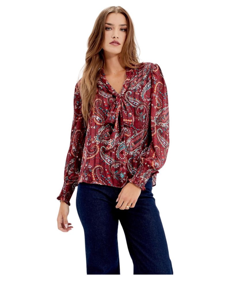 Women's Mavis Chiffon Long Sleeve Tie Neck Blouse