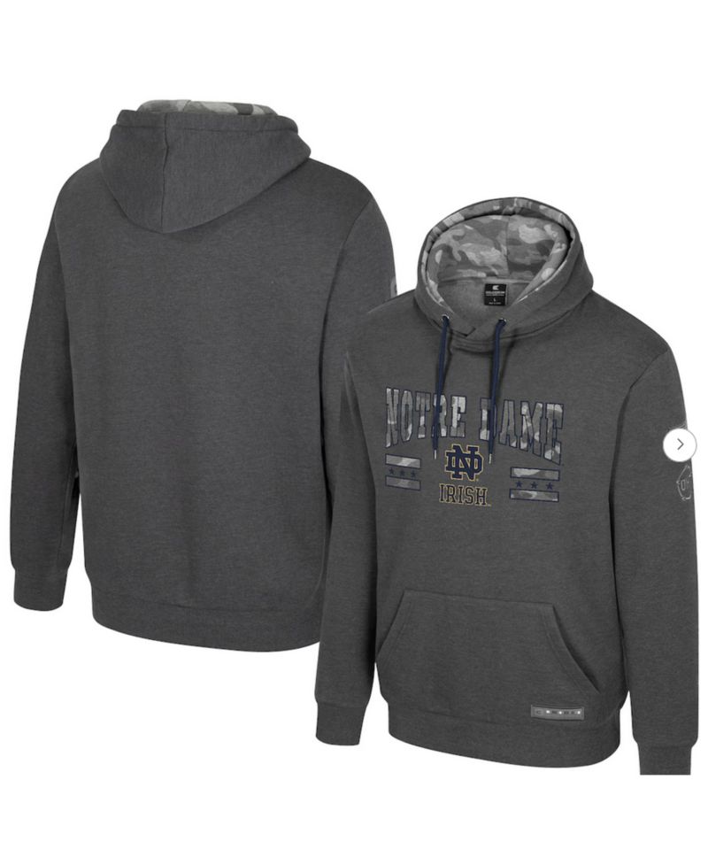 Men's Heather Charcoal Notre Dame Fighting Irish Operation Hat Trick Squad Hoodie