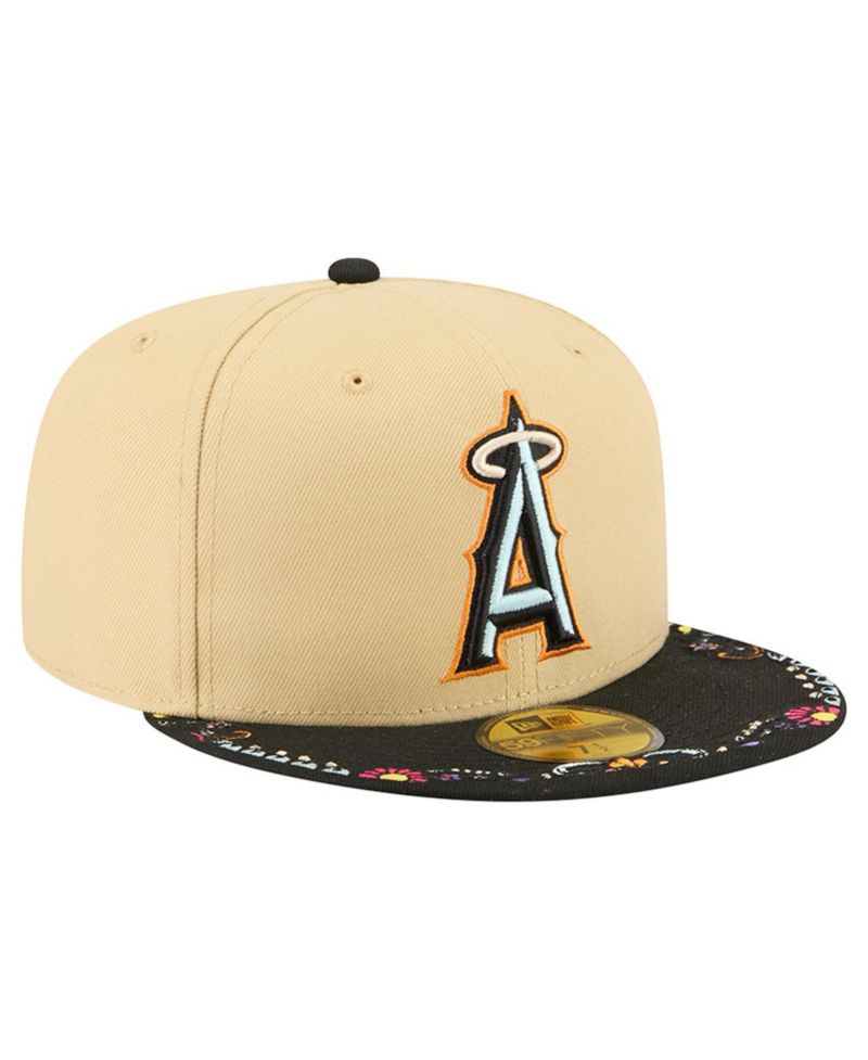 Men's Light Beige Los Angeles Angels Two-Tone Embroidered Visor 59FIFTY Fitted Hat
