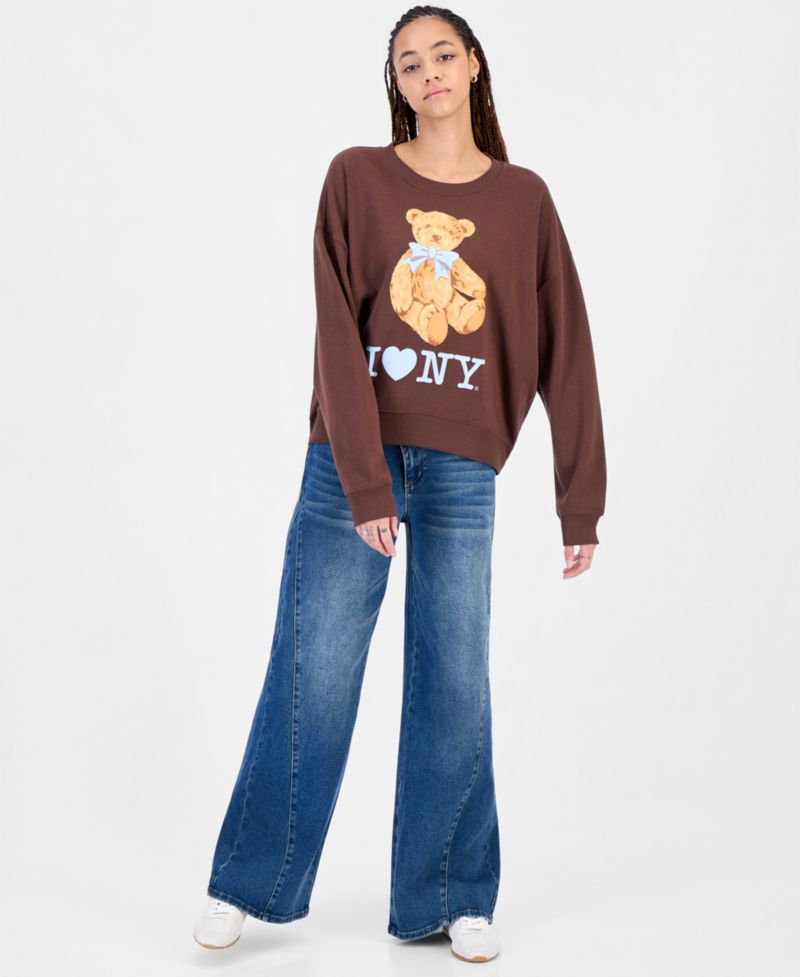 Juniors' I Love NY Bear Fleece Crewneck Sweatshirt