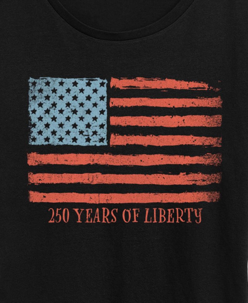 Plus Size Instant Message 250 Years of Liberty Flag Vintage Faded Short-Sleeve Graphic T-Shirt