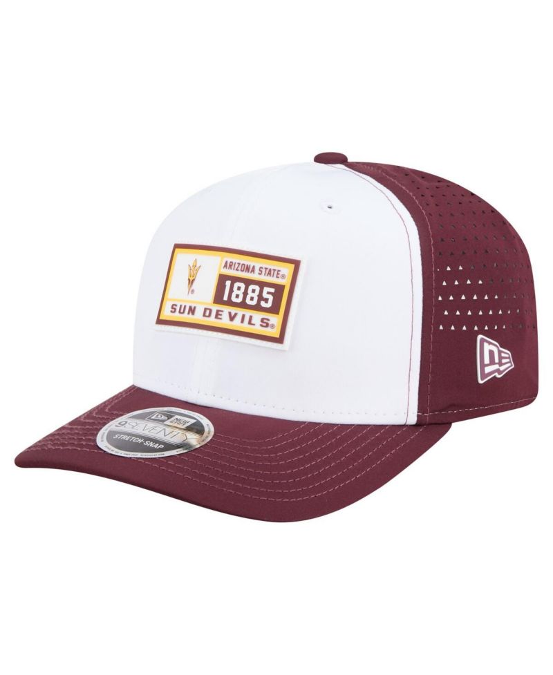 Men's White/Maroon Arizona State Sun Devils Perforated Patched 9SEVENTY Adjustable Hat