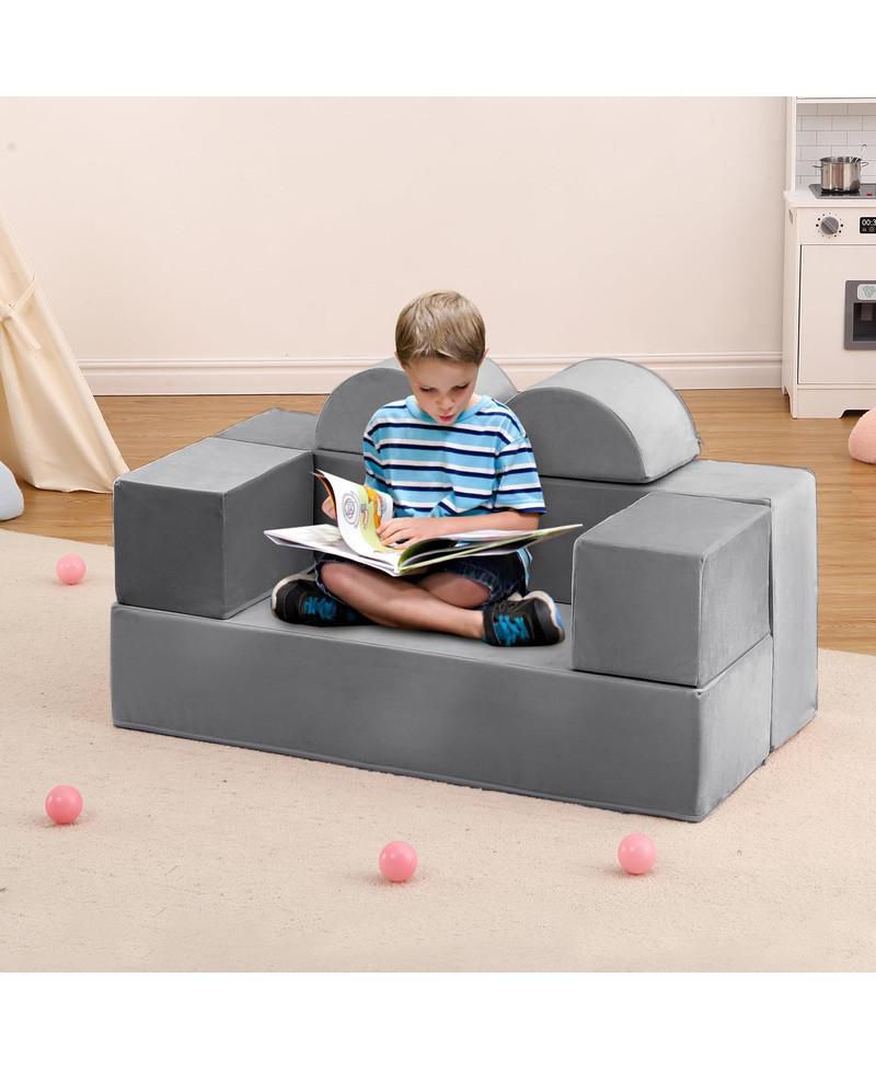 6-Piece Modular Kids Play Sofa with Convertible Design and Removable Covers